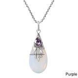 925 Silver Moonstone Pendant Necklace Jadeite Amulet Jewelry