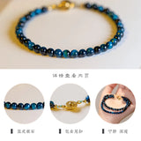 925 Silver Tiger Eye Stone Bracelet 4mm Beaded Women's Jewelry