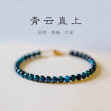 925 Silver Tiger Eye Stone Bracelet 4mm Beaded Women's Jewelry