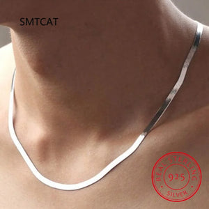 925 Silver Necklace 4MM Snake Chain Men & Women Couple