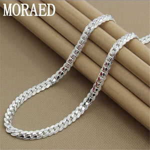 925 Silver Necklace 5mm Full Sideways Necklace 18/20/24 Inch Chain
