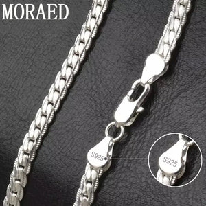 925 Silver Necklace 5mm Full Sideways Necklace 18/20/24 Inch Chain