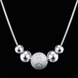 925 Silver Necklace Beaded Silver Chain for Woman Wedding