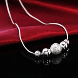 925 Silver Necklace Beaded Silver Chain for Woman Wedding