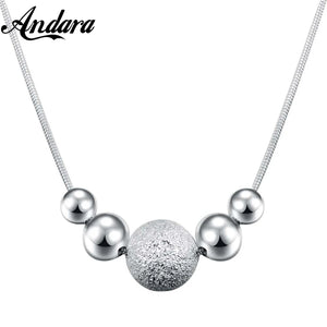 925 Silver Necklace Beaded Silver Chain for Woman Wedding