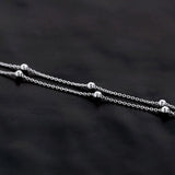 925 Silver Round Bead Clavicle Chain Necklace