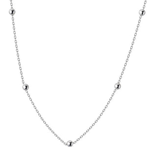 925 Silver Round Bead Clavicle Chain Necklace