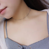 925 Silver Round Bead Clavicle Chain Necklace