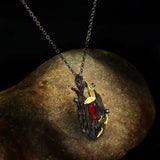 925 Silver Necklace Red Zircon Women Pendant Enamel Jewelry