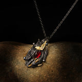 925 Silver Necklace Red Zircon Women Pendant Enamel Jewelry