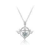 925 Silver Heart Pendant Necklace with Moissanite Inlay