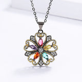 925 Silver Necklace Hollow Flower Zircon Pendant Women's Necklace