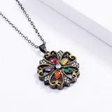 925 Silver Necklace Hollow Flower Zircon Pendant Women's Necklace