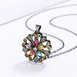 925 Silver Necklace Hollow Flower Zircon Pendant Women's Necklace