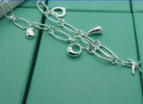 925 Silver Paper Clip Pendant Necklace Multi-Treasure Charm Jewelry