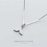 925 Silver Necklace Pendant with Diamonds Mermaid Tail
