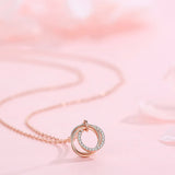 925 Silver Necklace Three Circle Pendant Kpop Collarbone Chain For Women