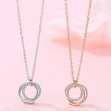 925 Silver Necklace Three Circle Pendant Kpop Collarbone Chain For Women