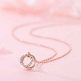 925 Silver Necklace Three Circle Pendant Kpop Collarbone Chain For Women