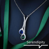 925 Silver Double Stone Emerald Sapphire Necklace for Women