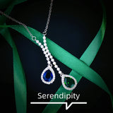 925 Silver Double Stone Emerald Sapphire Necklace for Women