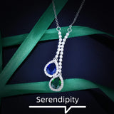 925 Silver Double Stone Emerald Sapphire Necklace for Women
