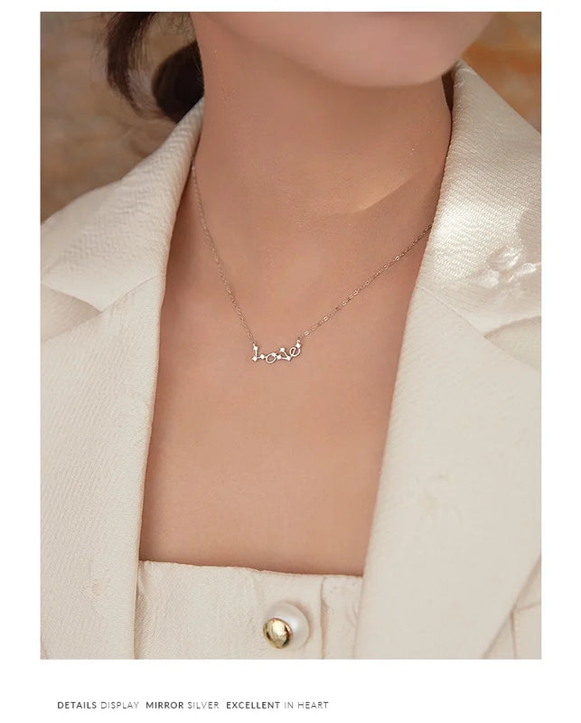 925 Silver Love Pendant Necklace for Women