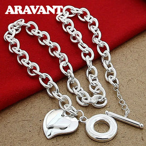 925 Silver Double Heart Necklace&Pendant Top Jewelry