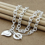 925 Silver Double Heart Necklace&Pendant Top Jewelry