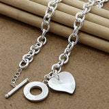 925 Silver Double Heart Necklace&Pendant Top Jewelry