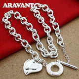 925 Silver Double Heart Necklace&Pendant Top Jewelry