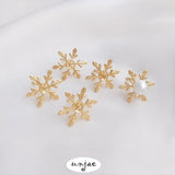 925 Silver Needle 14K Snowflake Earrings DIY Accessories