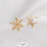 925 Silver Needle 14K Snowflake Earrings DIY Accessories