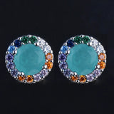 925 Silver Paraiba Tourmaline Gemstone Stud Earrings - Anniversary Jewelry Gift