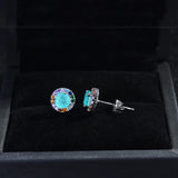 925 Silver Paraiba Tourmaline Gemstone Stud Earrings - Anniversary Jewelry Gift