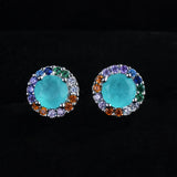 925 Silver Paraiba Tourmaline Gemstone Stud Earrings - Anniversary Jewelry Gift