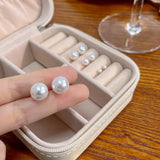 925 Silver Needle Ball Pearl Earrings Hypoallergenic Round Pearl Earrings