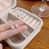 925 Silver Needle Ball Pearl Earrings Hypoallergenic Round Pearl Earrings