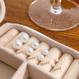 925 Silver Needle Ball Pearl Earrings Hypoallergenic Round Pearl Earrings