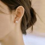 925 Silver Needle Ball Pearl Earrings Hypoallergenic Round Pearl Earrings