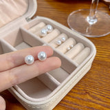 925 Silver Needle Ball Pearl Earrings Hypoallergenic Round Pearl Earrings