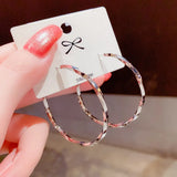 Stylish 925 Silver Needle Big Ear Ring Golden Earrings for Women