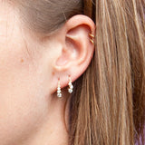 925 Silver Needle C-Shaped Stud Earrings Crystal Cross Piercing Jewelry