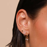 925 Silver Needle C-Shaped Stud Earrings Crystal Cross Piercing Jewelry