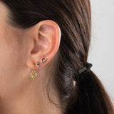 925 Silver Needle Crystal Hoop Earrings Star Moon Cross Heart Pendant
