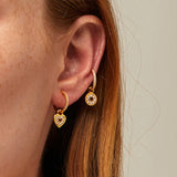 925 Silver Needle Crystal Hoop Earrings Star Moon Cross Heart Pendant