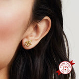 925 Silver Needle Crown Earrings Zirconia Crystal Flower Stud Earrings
