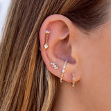 925 Silver Needle Crown Earrings Zirconia Crystal Flower Stud Earrings