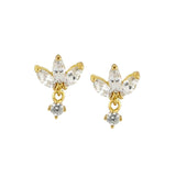 925 Silver Needle Crown Earrings Zirconia Crystal Flower Stud Earrings
