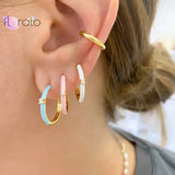 925 Silver Needle Candy Neon Heart Drop Hoop Earring